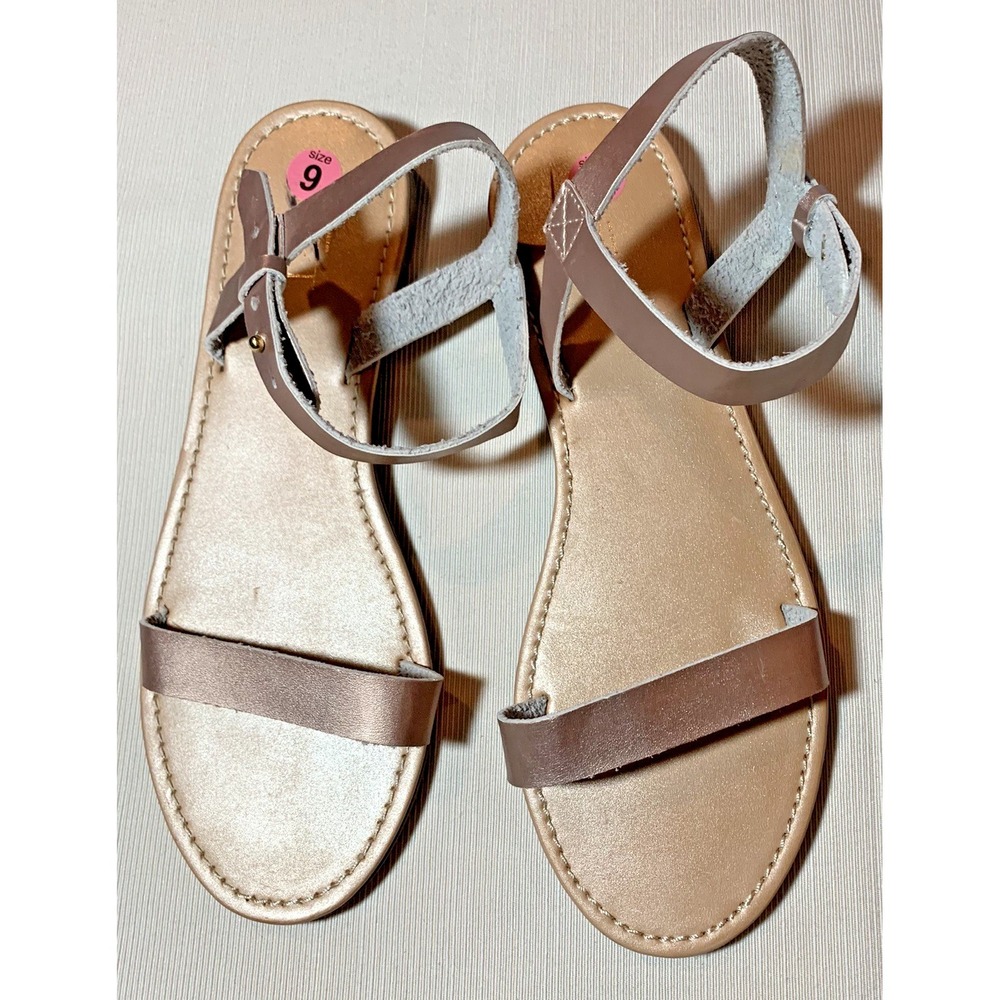 ANN TAYLOR LOFT Sandals/Flats with Ankle Strap Women's Size 9 US Pink Metallic